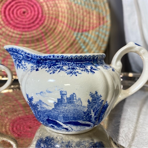 Villeroy & Boch "BURGENLAND BLUE" Mini SUGAR & CREAMER Mettlach Green Backstamp - Picture 3 of 11